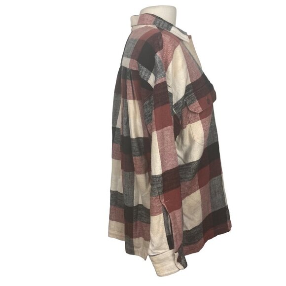 Closed Blouse Kyra Checked Cotton Flannel Mahogany Oversized Small Pleated Back - Picture 5 of 9
